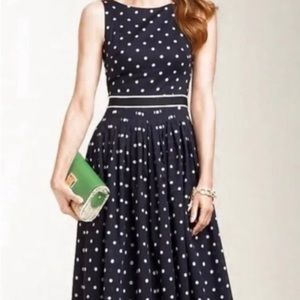 EUC Talbots Navy and White Polka Dot Dress Size 2